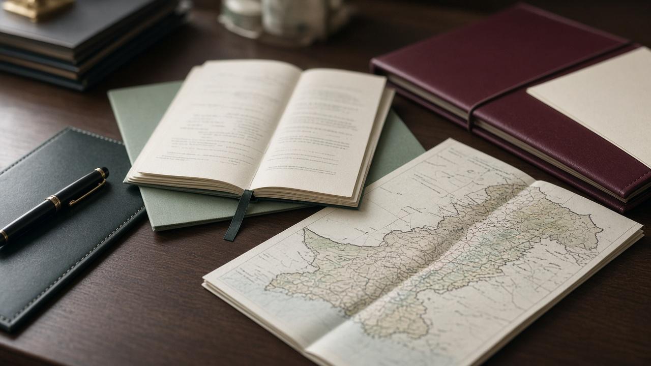 Documents and a map of Pakistan on a desk, prepared for a country-evidence review